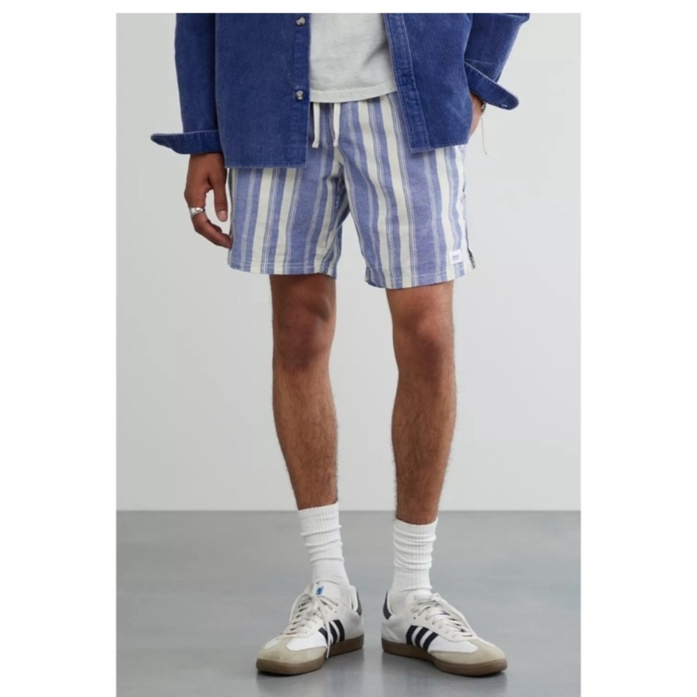 Urban Outfitters Katin Cotton Linen Surf Shorts Size Medium Blue White